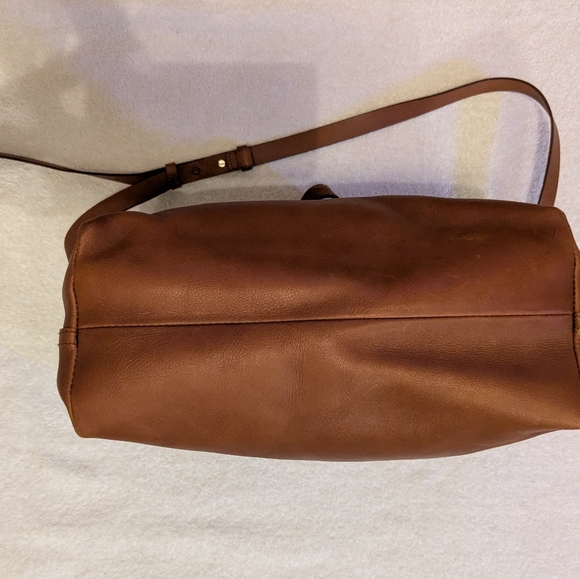 Madewell Large Leather Zip Top Transport Crossbody Purse Satchel Light Brown - Picture 7 of 15